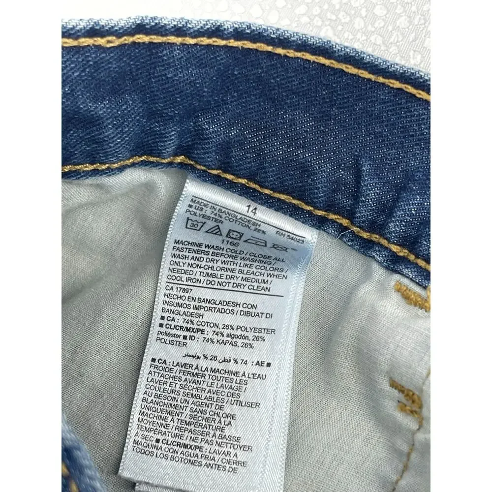 Old Navy Girls Faded Dark Wash Blue Denim Jean Shorts Youth Size 14
